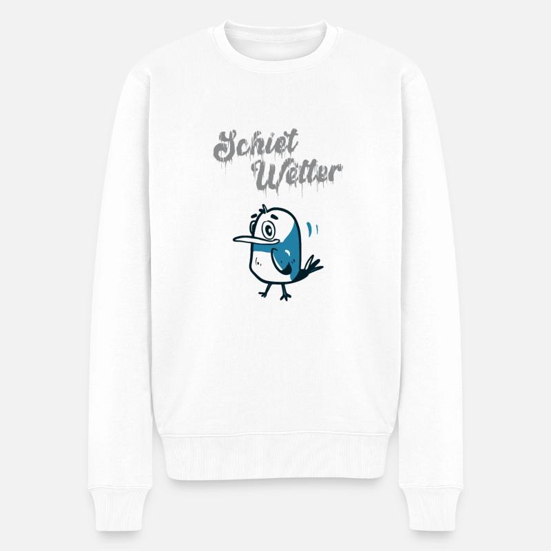 Scietwetter, Regen - Männer Premium Bio Pullover - Weiß