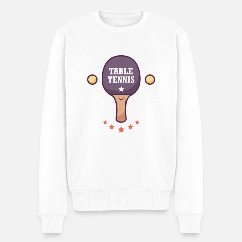 Tischtennisschläger - Männer Premium Bio Pullover - Weiß