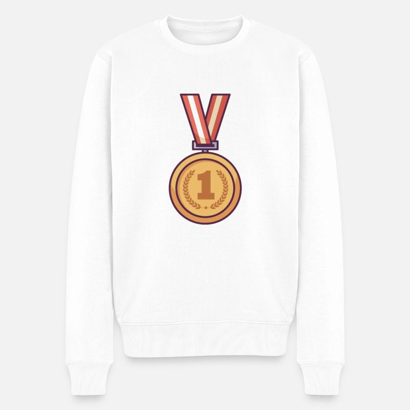 Marathon-Medaille - Männer Premium Bio Pullover - Weiß