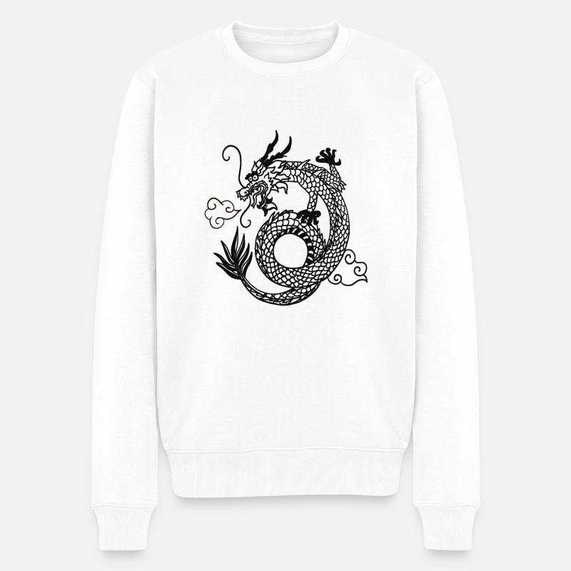 chinesischer Drache - Männer Premium Bio Pullover - Weiß