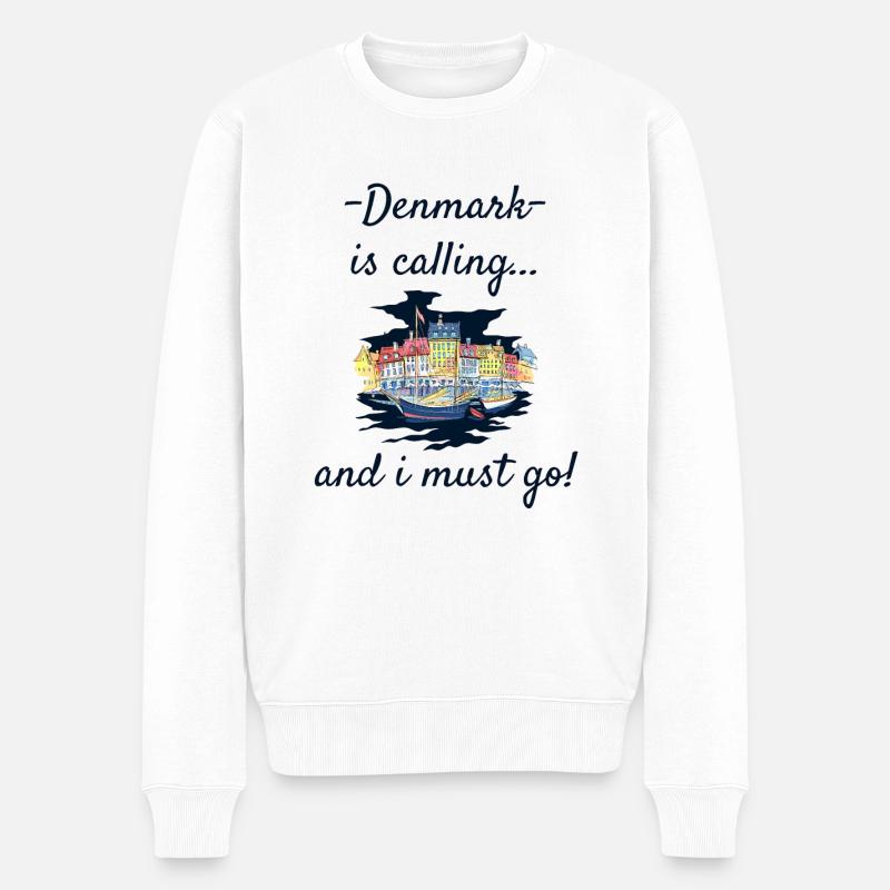 Dänemark - Männer Premium Bio Pullover - Weiß