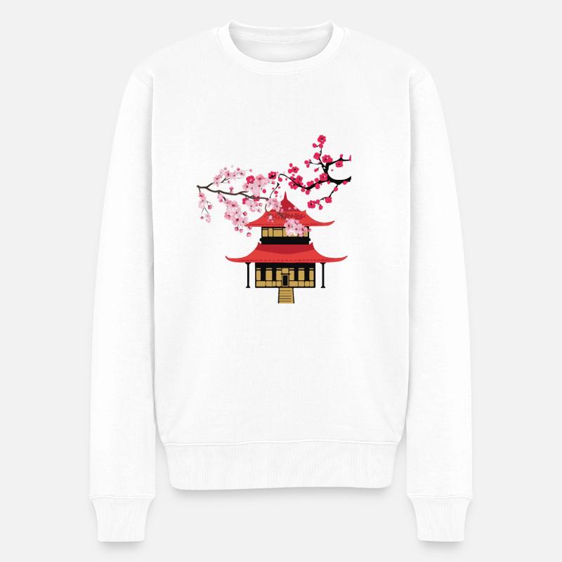 Fleurs de cerisier japonais - Pull Premium bio Homme - blanc