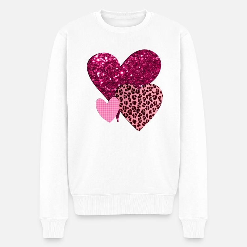 Jolis coeurs roses - Pull Premium bio Homme - blanc