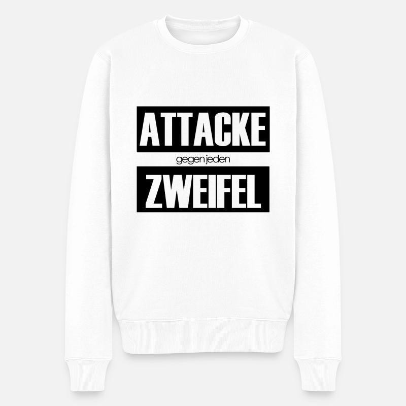 Attacke gegen jeden Zweifel - Männer Premium Bio Pullover - Weiß
