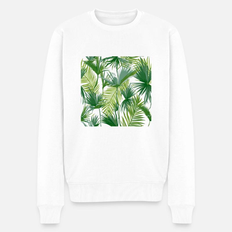 Feuilles tropicales - Pull Premium bio Homme - blanc