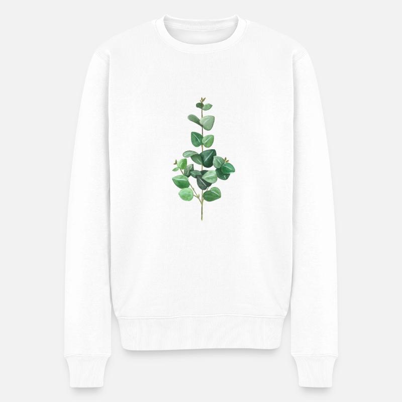 Green Eucalyptus - Männer Premium Bio Pullover - Weiß