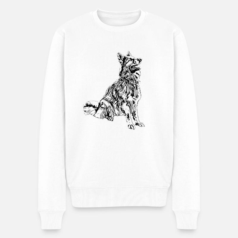 Schäferhund - Männer Premium Bio Pullover - Weiß
