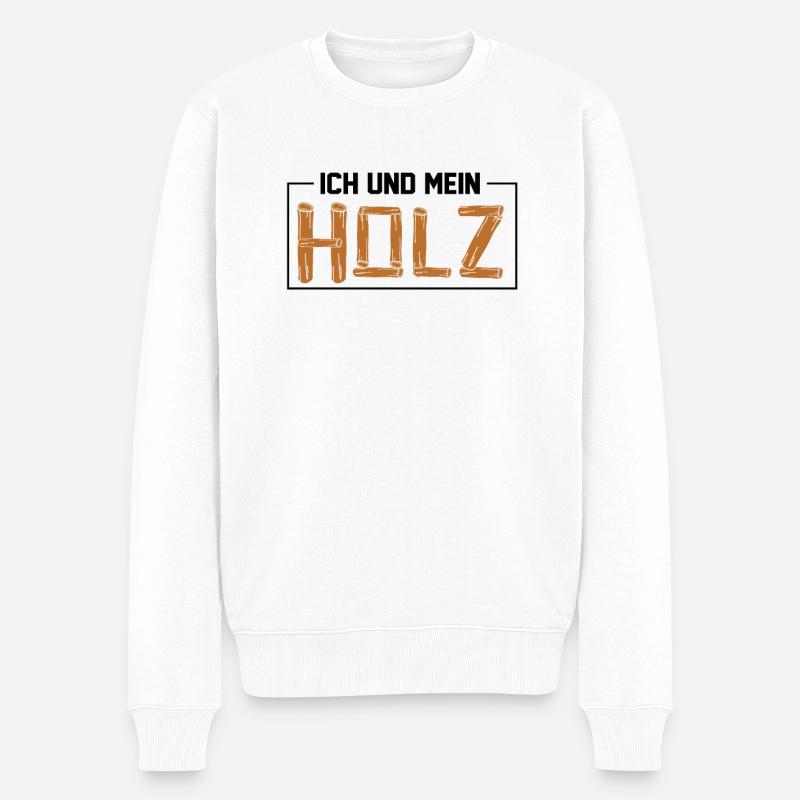 Leg dich niemals mit einem Förster an Wald Arbeit - Männer Premium Bio Pullover - Weiß