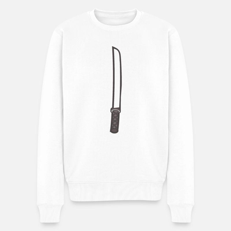 Samurai Schwert - Männer Premium Bio Pullover - Weiß