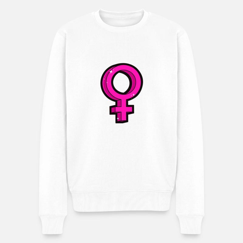 Frauensymbol - Männer Premium Bio Pullover - Weiß