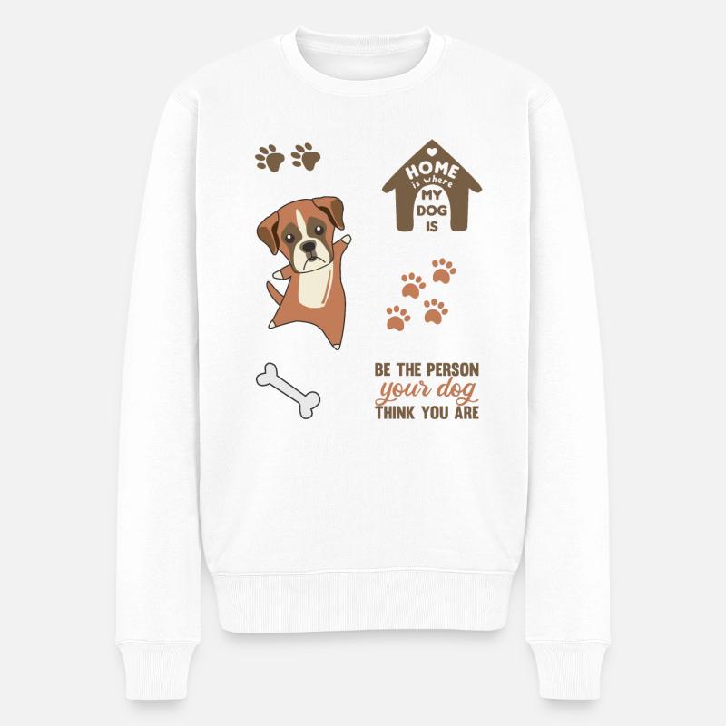 Chien mignon stickerset boxer chiens chiens amour - Pull Premium bio Homme - blanc