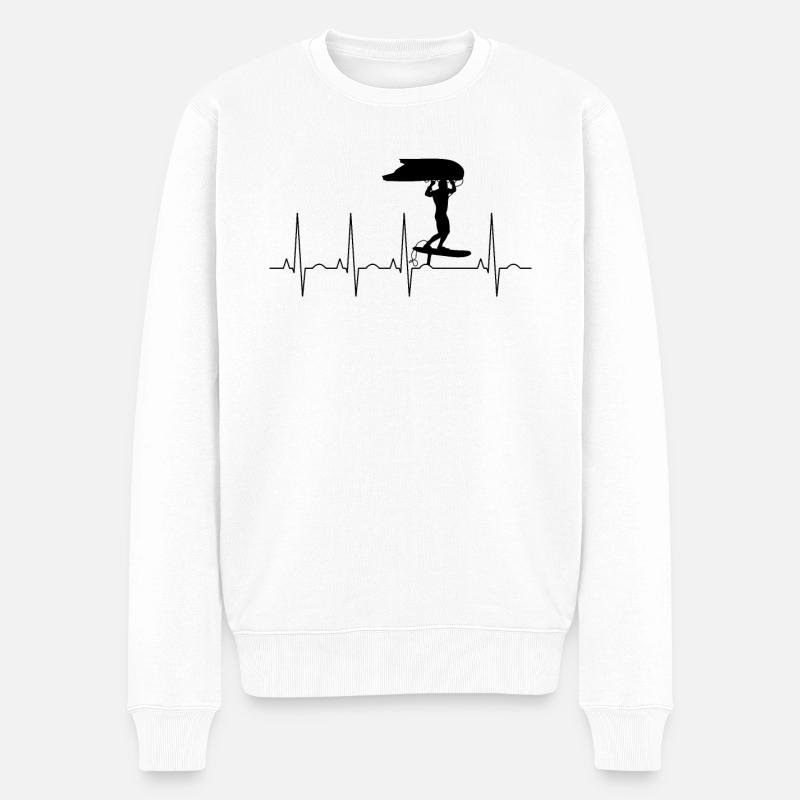 Wingfoilen Puls - Männer Premium Bio Pullover - Weiß
