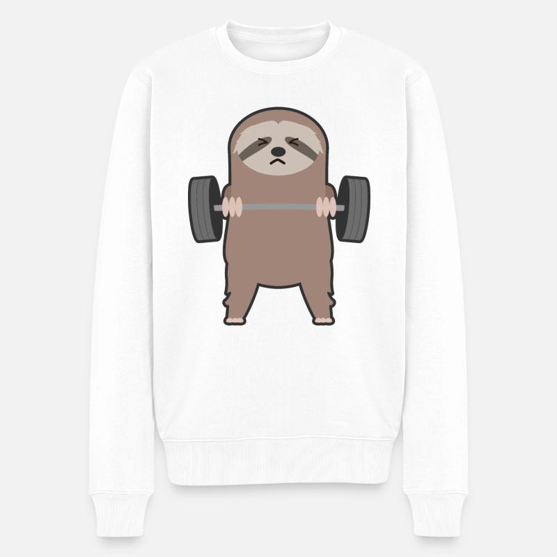 Gewichtheben - Männer Premium Bio Pullover - Weiß