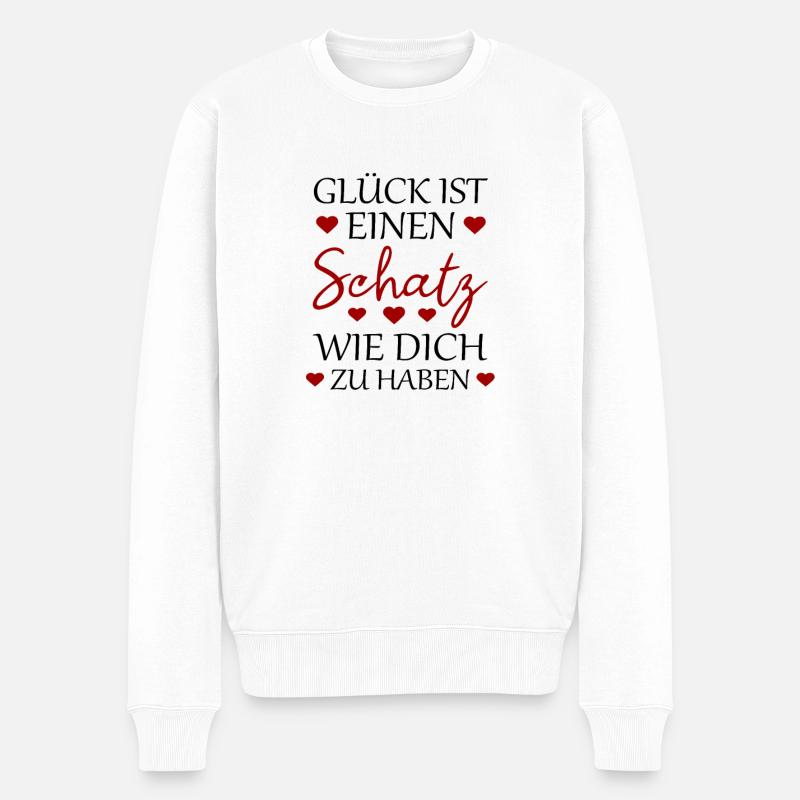 Glück ist einen Schatz wie dich zu haben Liebe - Männer Premium Bio Pullover - Weiß