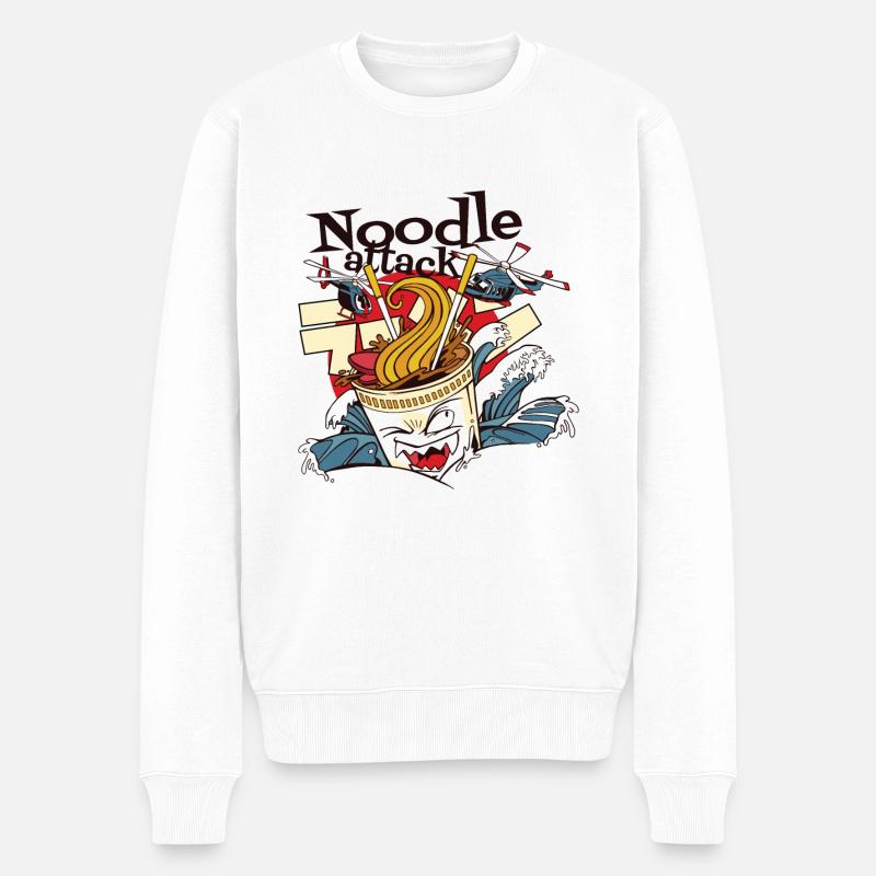 Nudel-Angriff Schöne japanische Kunst - Männer Premium Bio Pullover - Weiß