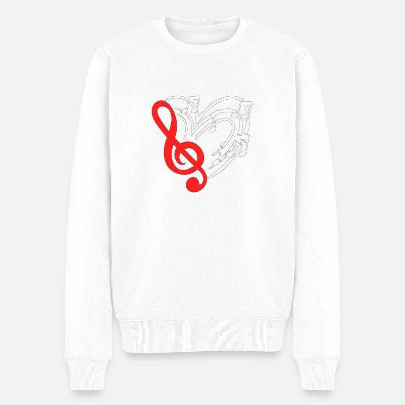 Musikalisches Herz mit Musiknoten Valentinstag Geschenk - Männer Premium Bio Pullover - Weiß