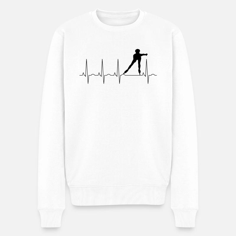 Mein Herz schlägt für Inline-Skating - Männer Premium Bio Pullover - Weiß