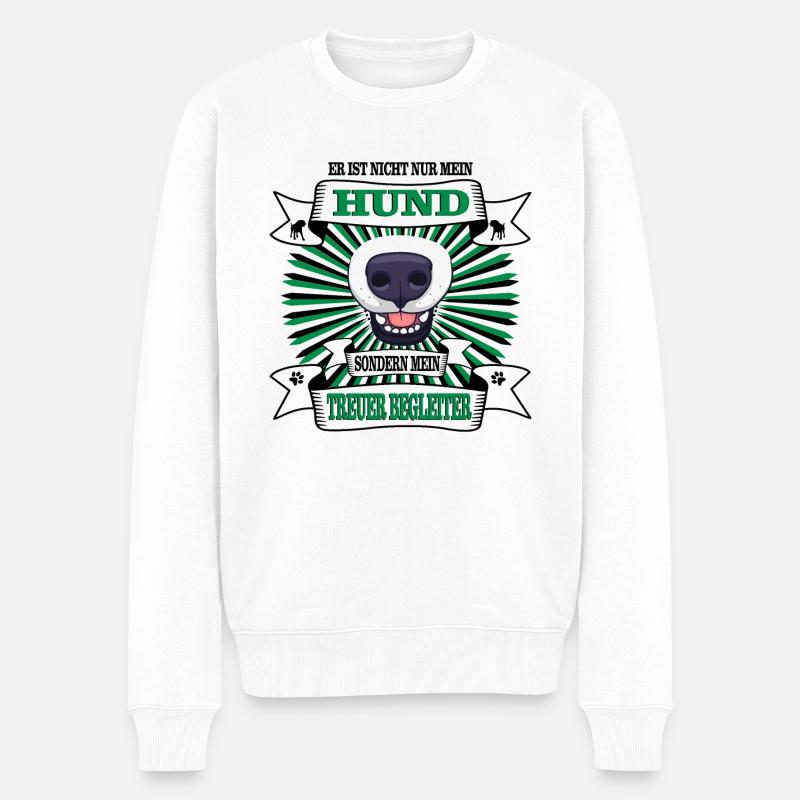 Hund Er ist nicht nur mein Hund - Männer Premium Bio Pullover - Weiß