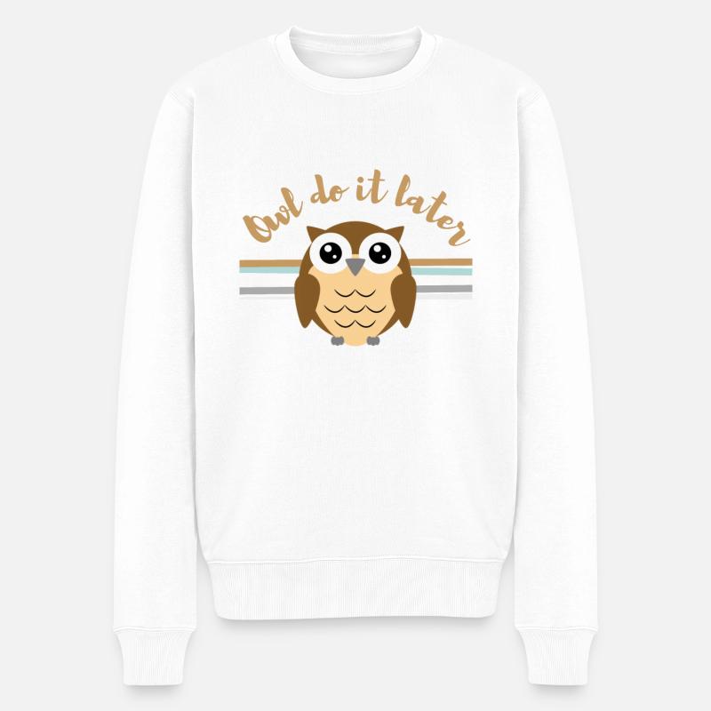 owl do it later - Pull Premium bio Homme - blanc