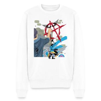Graffiti punk anarchie - Pull Premium bio Homme - blanc - Devant - Thijin (182cm)