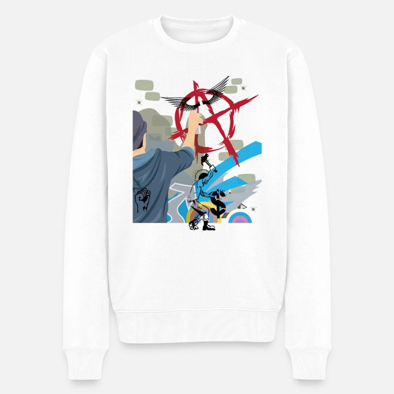 Anarchie Punk Graffiti - Männer Premium Bio Pullover - Weiß