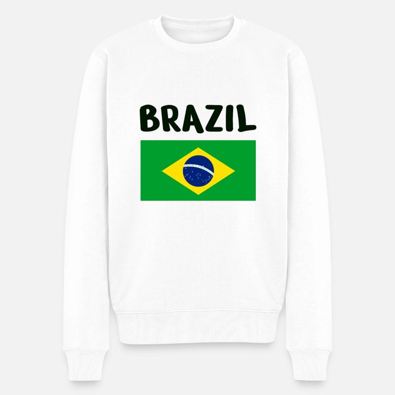 Brasilien - Männer Premium Bio Pullover - Weiß