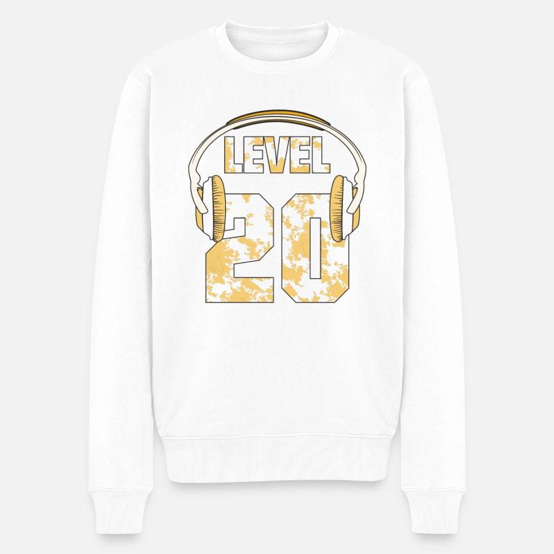 KOPFHÖRER LEVEL 20 - Männer Premium Bio Pullover - Weiß