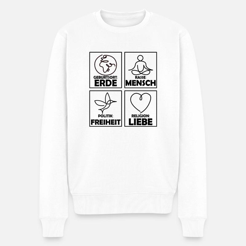 Religion Liebe Freiheit Leben Menschen - Männer Premium Bio Pullover - Weiß