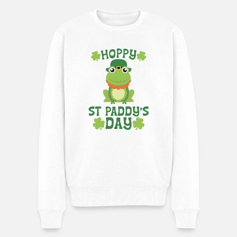 HOPPY St Paddy’s Day Grenouille - Pull Premium bio Homme - blanc