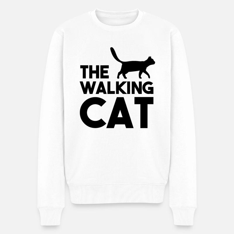 The walking cat - Pull Premium bio Homme - blanc