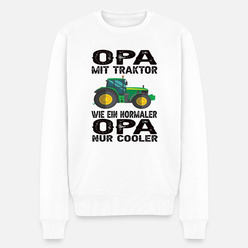 Ich Bin Ein Traktor-Opa Nur Mehr Cooler - Männer Premium Bio Pullover - Weiß