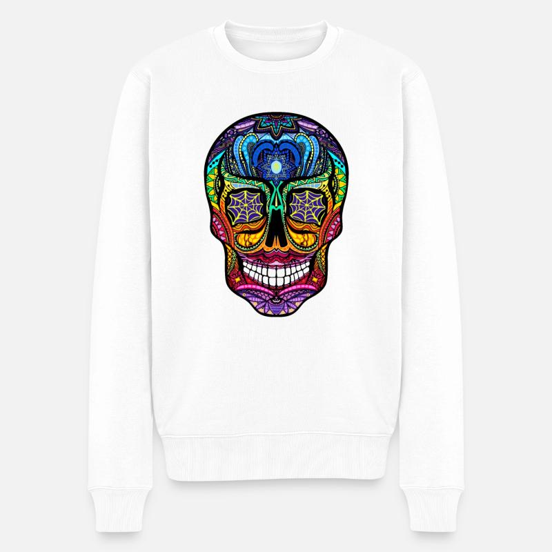 Floral Krabbe diarr de los muertos - Männer Premium Bio Pullover - Weiß