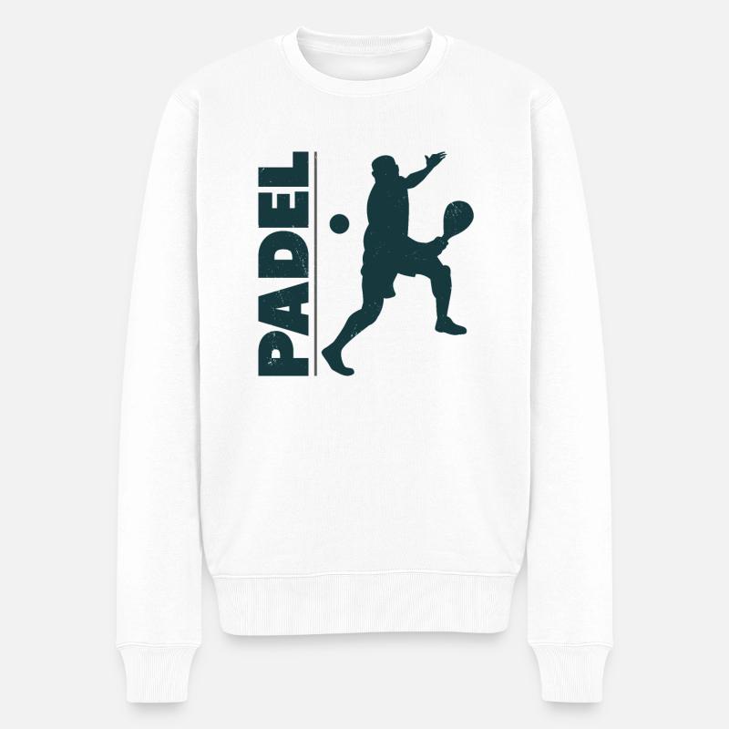 Padel Paddelschläger Tennis Sport Training - Männer Premium Bio Pullover - Weiß