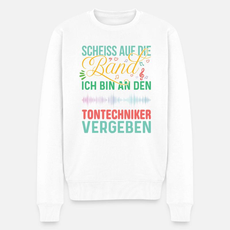 Tontechniker Frau Freundin Ehefrau - Männer Premium Bio Pullover - Weiß