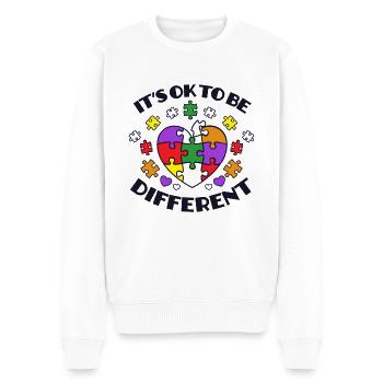 Sensibilisation à l’autisme C’est ok pour être différent - Pull Premium bio Homme - blanc - Devant - Thijin (182cm)