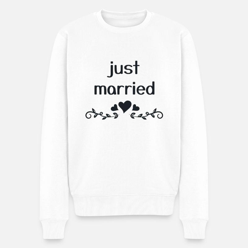 just married - Männer Premium Bio Pullover - Weiß
