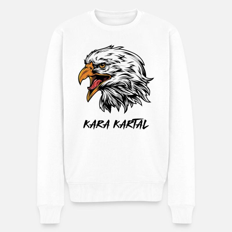 Kara Kartal, Black Eagle - Männer Premium Bio Pullover - Weiß