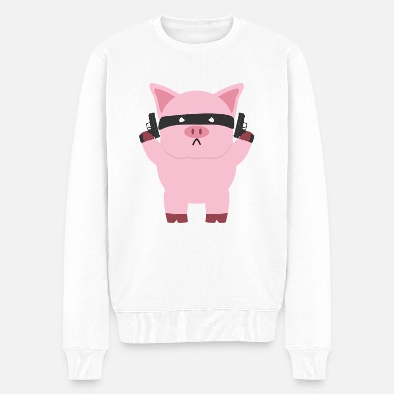 Schwein - Männer Premium Bio Pullover - Weiß