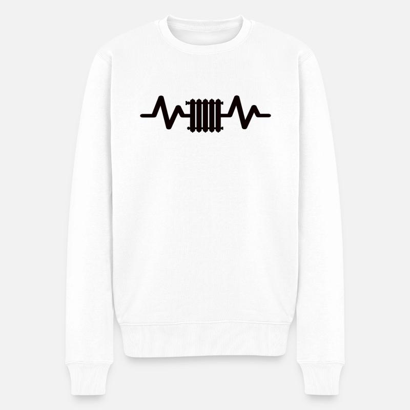 Herzschlag Heizung - Männer Premium Bio Pullover - Weiß