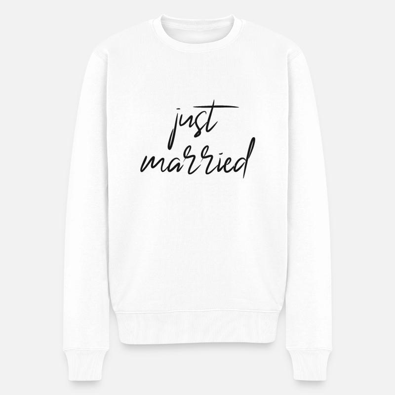 just married - Männer Premium Bio Pullover - Weiß