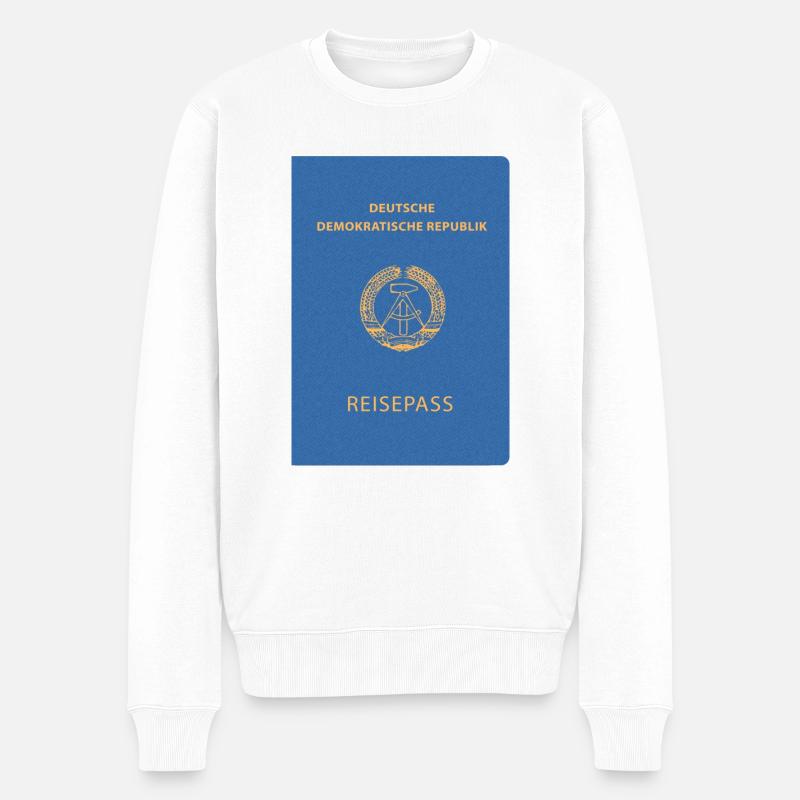 DDR, Reisepass, Ausweis, Ostalgie - Männer Premium Bio Pullover - Weiß