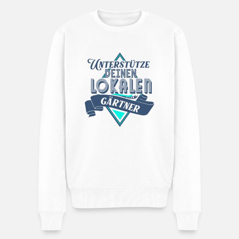 Unterstutze deinen Lokalen Gartner - Männer Premium Bio Pullover - Weiß