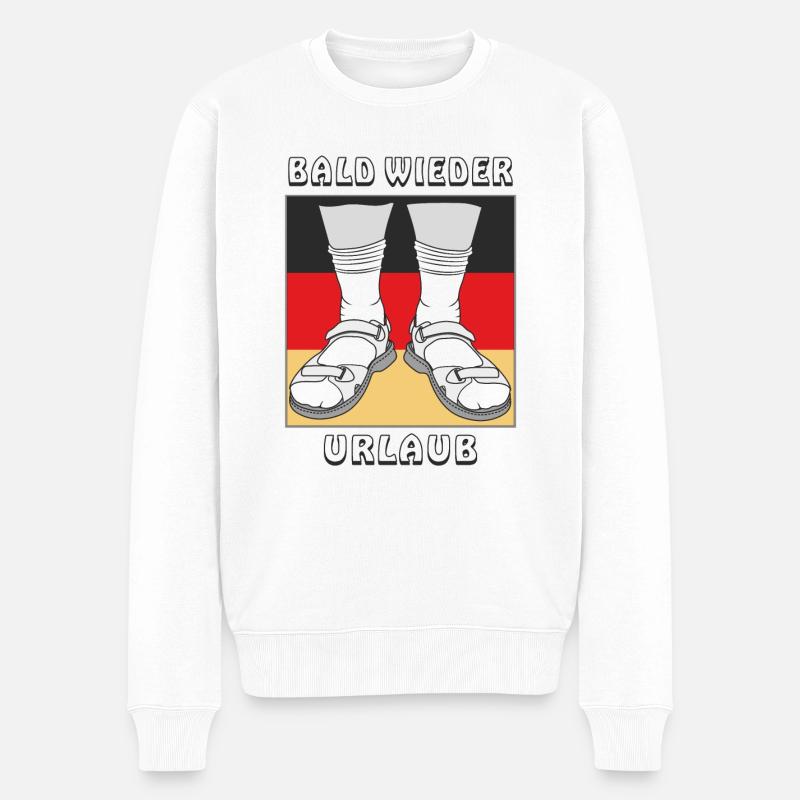BALD WIEDER URLAUB - Männer Premium Bio Pullover - Weiß
