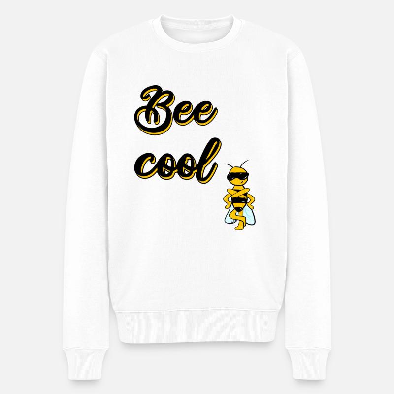 Bee cool Biene dunkle Schrift - Männer Premium Bio Pullover - Weiß