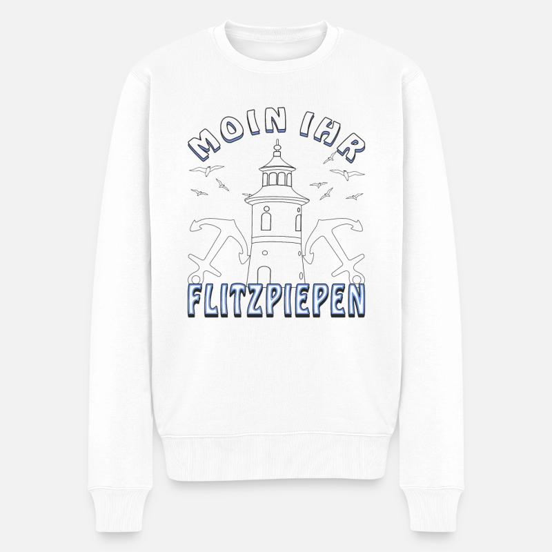 MOIN IHR FLITZPIEPEN - Männer Premium Bio Pullover - Weiß