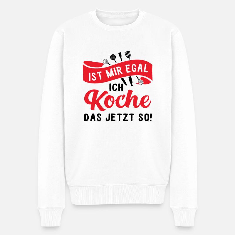 Lustiger Hobbykoch Spruch, kochen Geschenk - Männer Premium Bio Pullover - Weiß