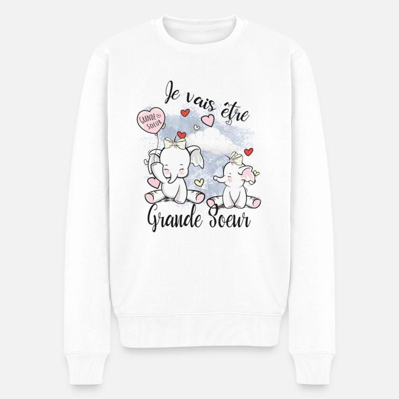 Je vais être grande soeur Eléphant - Pull Premium bio Homme - blanc