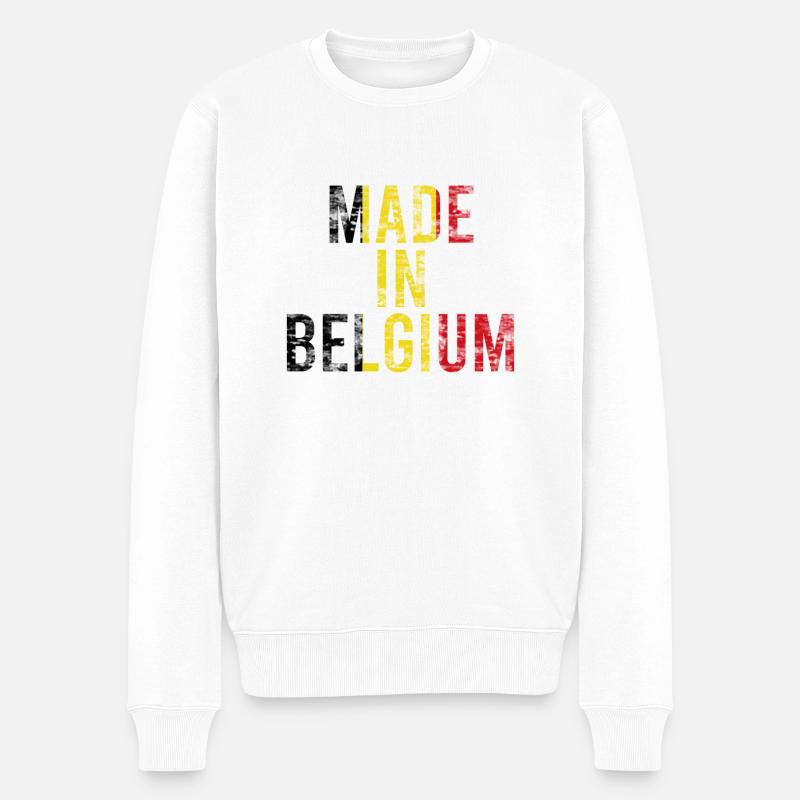 Belgien - Männer Premium Bio Pullover - Weiß