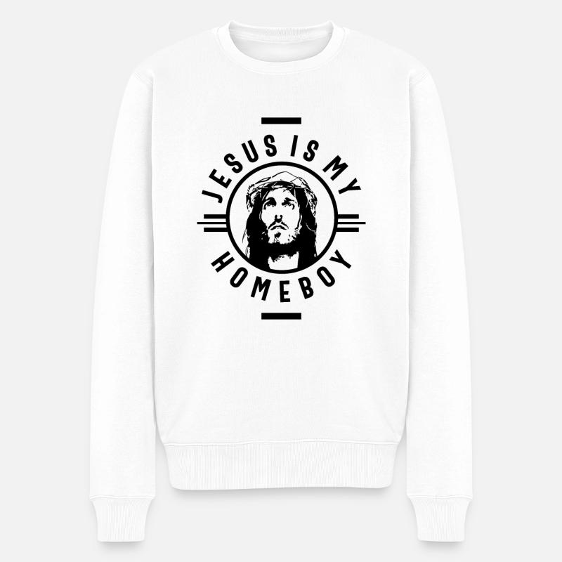 Jesus | Lustige Christliche Spruch Zitat - Männer Premium Bio Pullover - Weiß