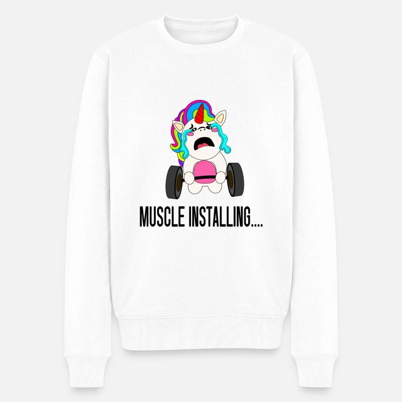 Les muscles installent.... - Pull Premium bio Homme - blanc